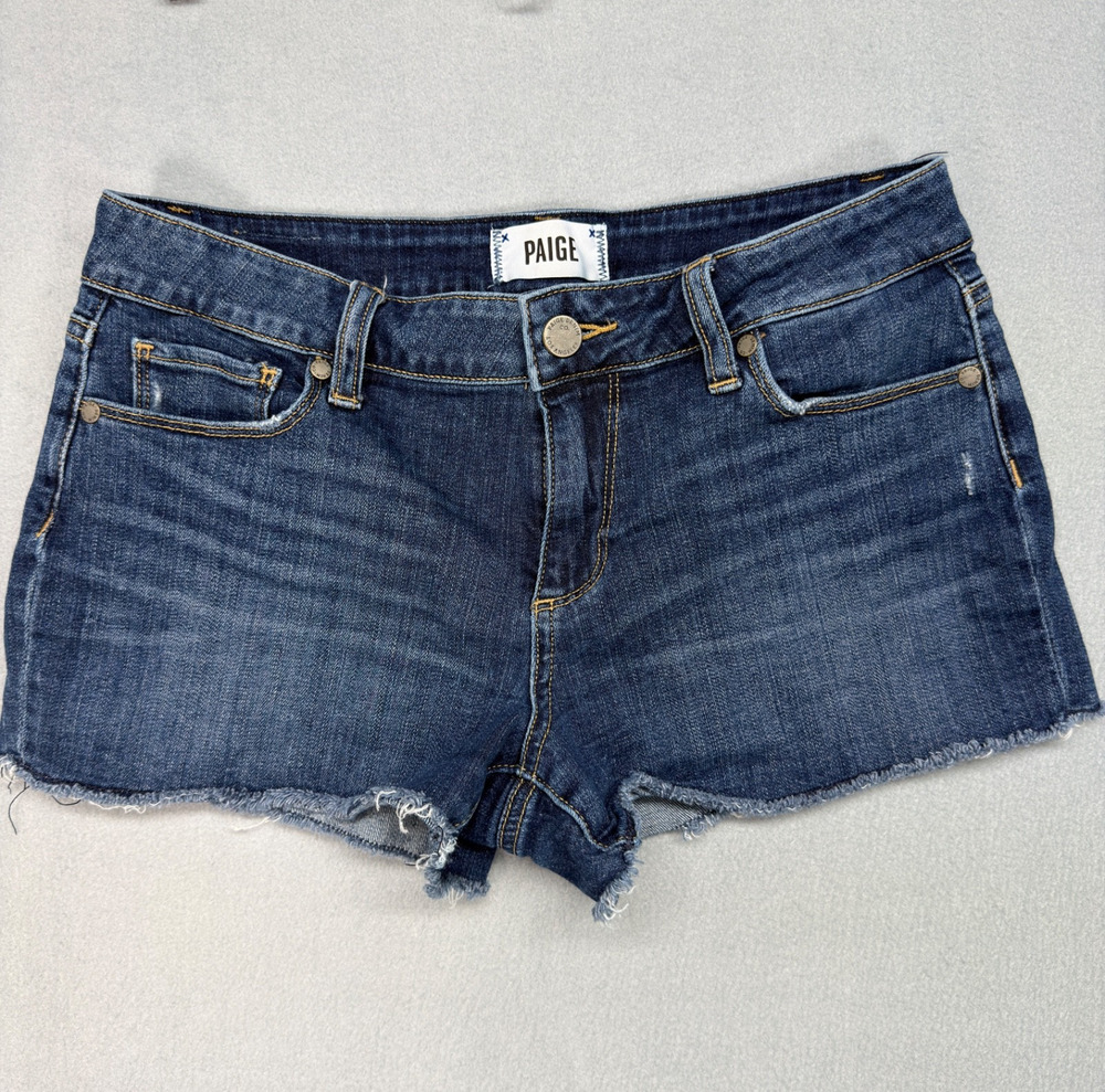 PAIGE Bobby Denim Shorts Womens 27 Dark Wash Stretch Jean Shorts